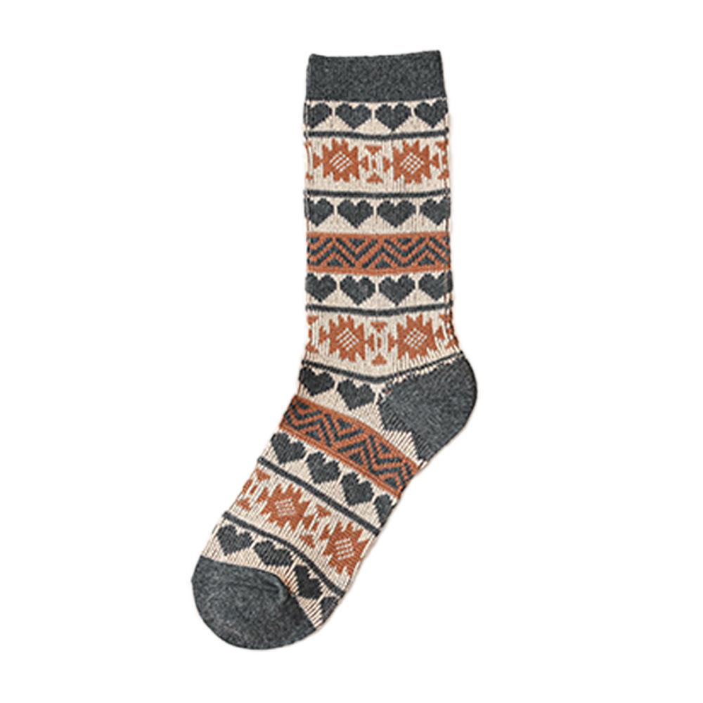 Winter Socks for Women, Mid-calf, Ethnic Style, Retro Girls, Versatile, Warm, Double-needle, Double-path Socks