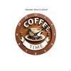 Coffee Pattern Wall Clock Decorative Round Creative Battery Operated Ornament Timepiece