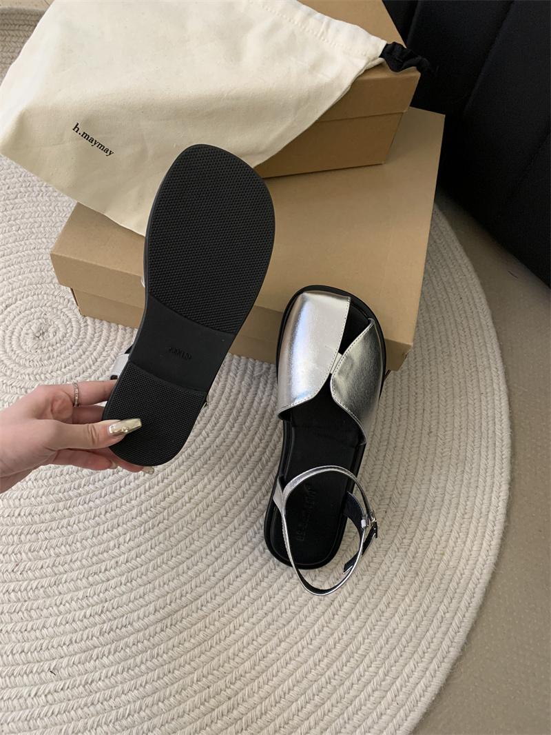 

Модные сандалии с квадратным носком и ремешком на щиколотке Женские сандалии с пряжкой из одного слова Плоские туфли на каблуке-рюмочке Босоножки Женские повседневные туфли Crocs Рим Ретро 39