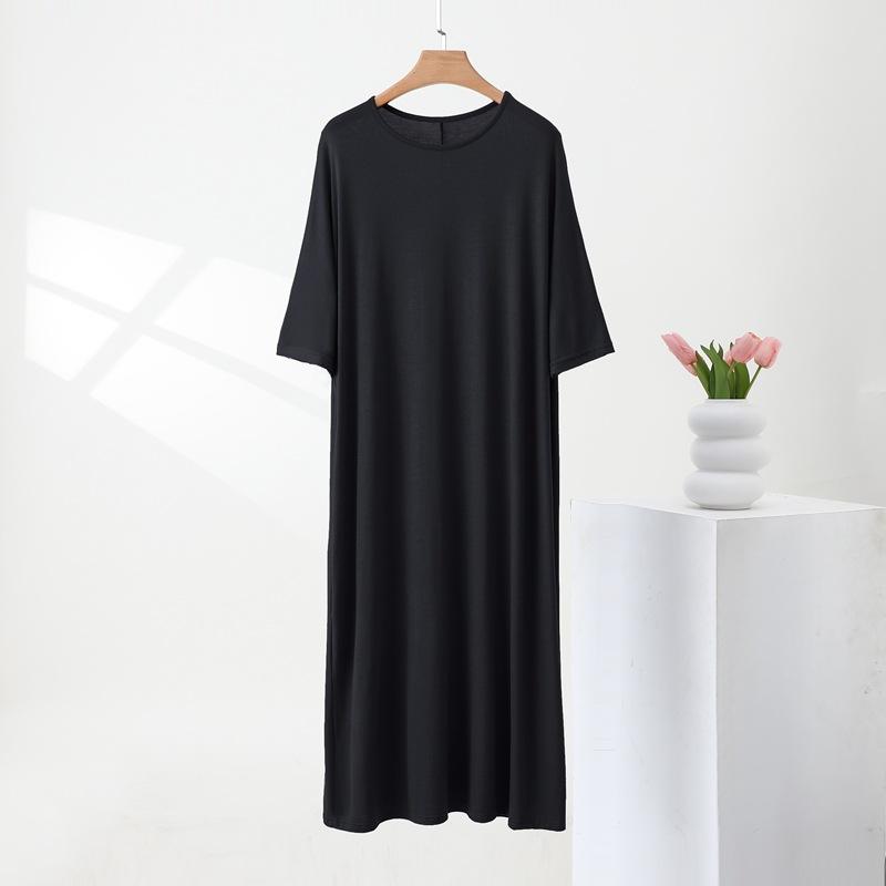 

It Can Be Worn As A Loose, Large-sized Dress, A Round-neck Nightgown, A Loose Summer Dress for Women, and A Home Dress one size чорний