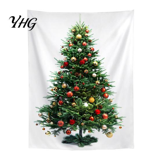 Festive Background Cloth Merry Christmas Tapestry, Wall Hanging Fabric Backdrop, Xmas Tree Winter Holiday Themed Decor Art for Living Room,