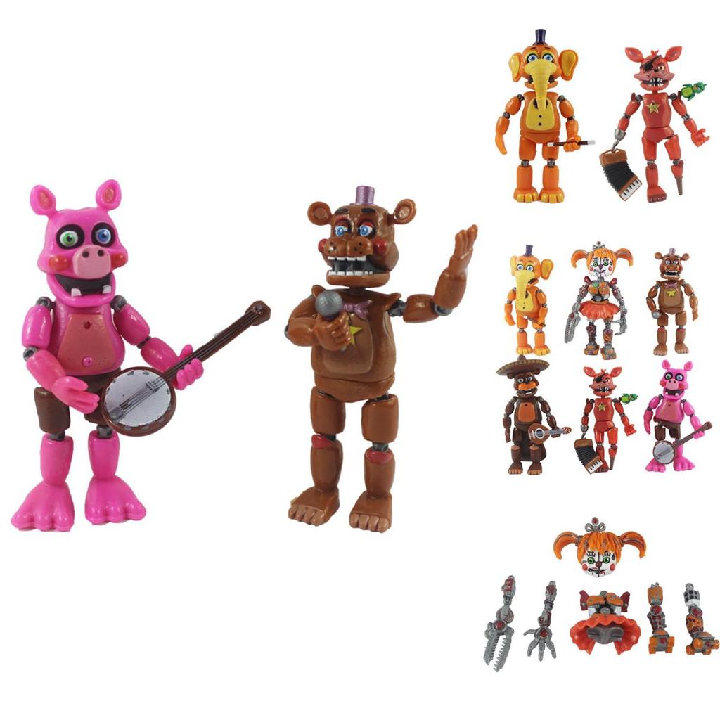 Collectible Set Of 6 Five Nights At Freddy's Light Up Action Figures With Movable Parts