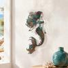 Rustic Metal Art for Patios Mermaid Wall Decoration, Three-dimensional Hollow Iron Artistic Crafts Sculpture, Retro Ocean Style Hanging Figures