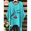 Fashion New Arrival Plus Size Bastet Egyptian Cat Goddess Print Women's Top Elegant Casual Style Round Neck Long Sleeve T-Shirt