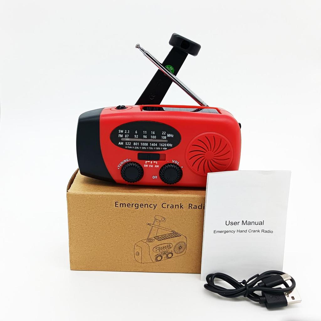 Solar-Powered Emergency Radio and Flashlight with Quick Charge & Hand Crank, featuring a Portable Large Speaker