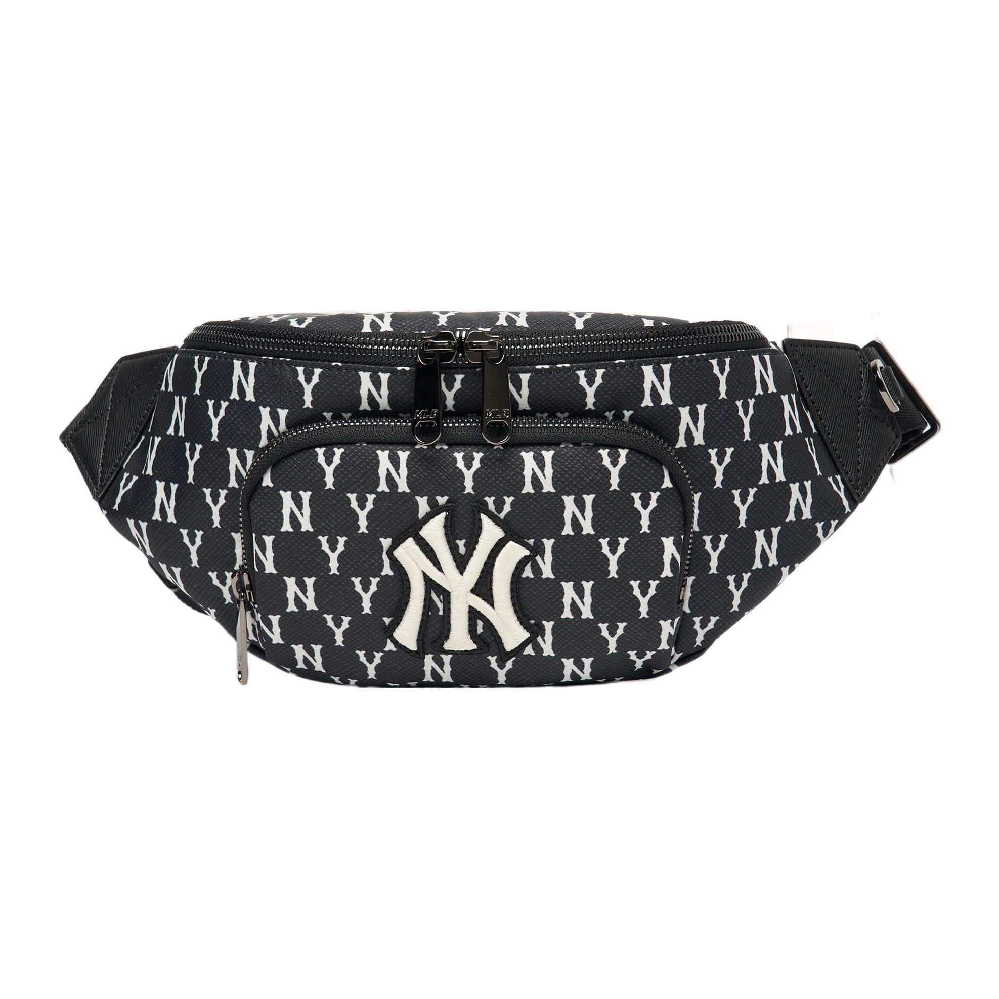 

MLB Monogram Series Vintage Floral Print NY Yankees Large Logo Polyester Shoulder Crossbody Waist Bag Unisex bags Black 3AHSM012N-50BKS Black