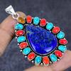 Pandantiv Bijuterie din Argint Sterling 925 cu Lapis Lazuli Natural, Turcoaz 2,64" ETC-13782