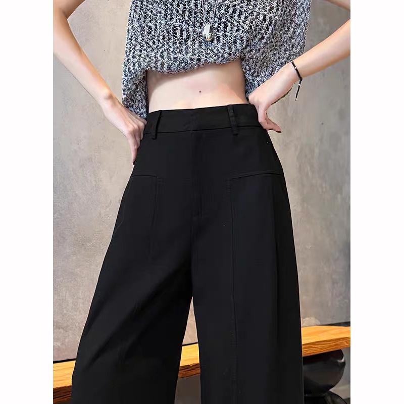 Pants Women Wide Leg Formal Trousers Summer Straight Leg Suit Pants High Waist Ladies Formal Pant Loose S чёрный