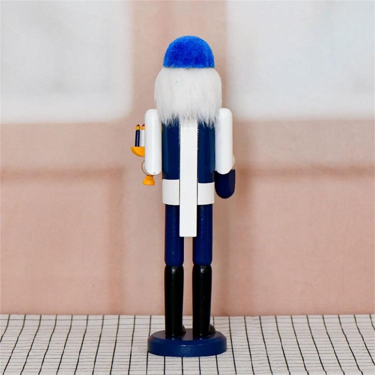 Nutcrackers Soldier with Menorah and Dreidels Wood Figurine Christmas Shelf Decors With Classical Hanukkah Design Statue
