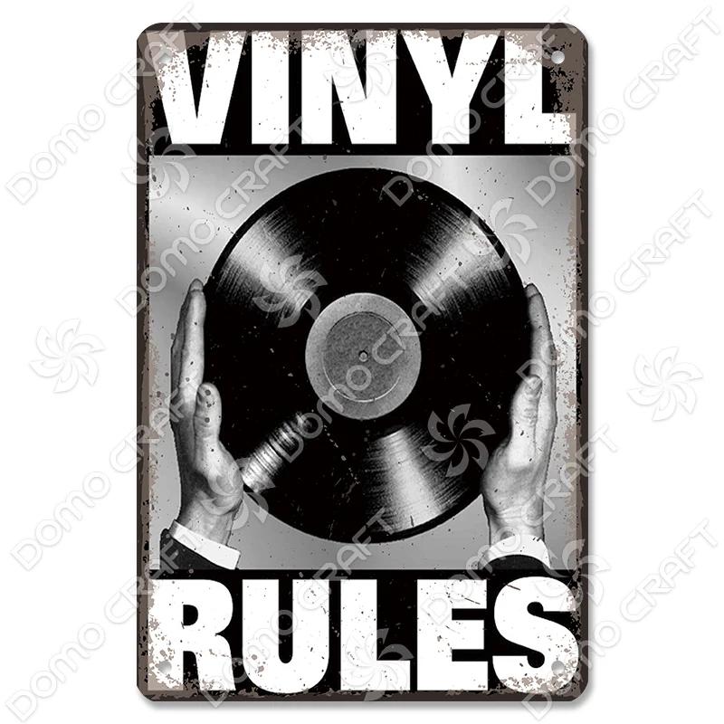 Retro Plakat Muzyczny Metalowe Tabliczki Blaszane Płyta Winylowa Fonograf Metalowa Plakietka Dekoracja Ścienna Vintage do Kawiarni Baru Pubu Salonu Domu