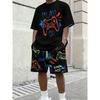 Summer Men's Animal 3D Digital Printing Two-piece Set Street Casual Fashion Breathable Comfortable Sports Loose Large Size Sports Wear