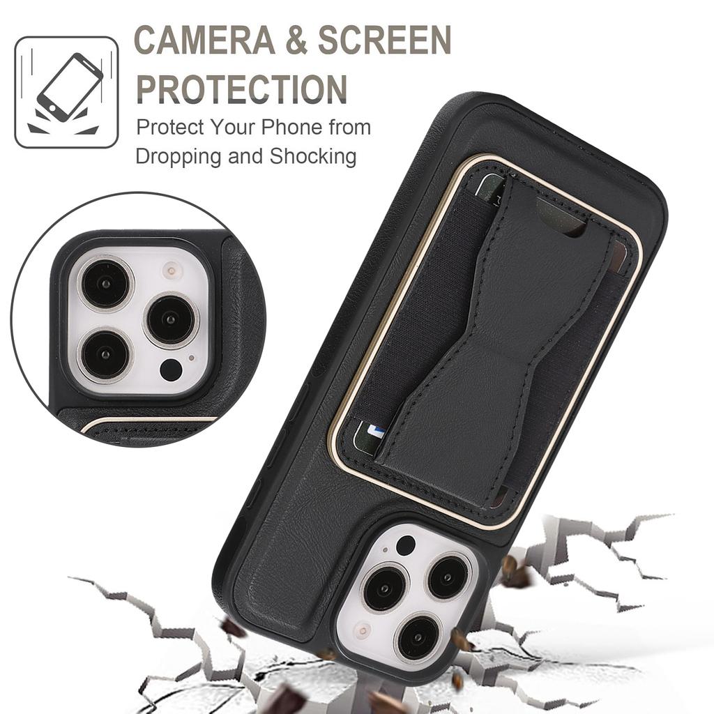 For iPhone 14 Pro Case Compatible with MagSafe Leather Back Phone Cover with Detachable Card Holder Kickstand