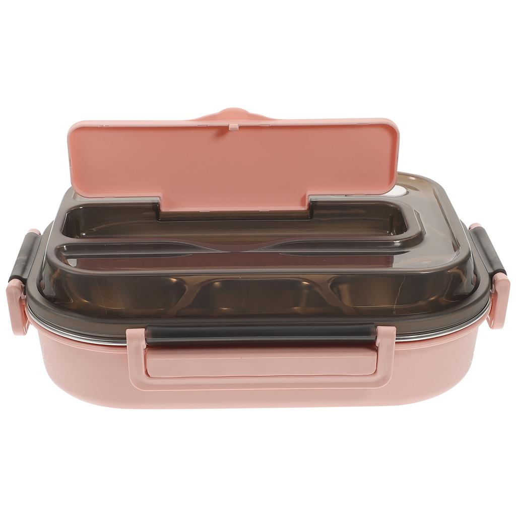 Stainless Steel Bento Box 4 Compartments Divided Lunch Box Easy Clean Buckle Design for Adults Kids Students Campers