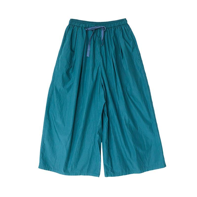 Women's Summer Lightweight Retro Blue Cotton Carrot Pants