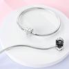 Pink Love Heart Silver 925 Bracelet Original Bracelets Zircon Cat Paw Snake Chain For DIY Charms 17-20CM Wedding Jewelry Gifts