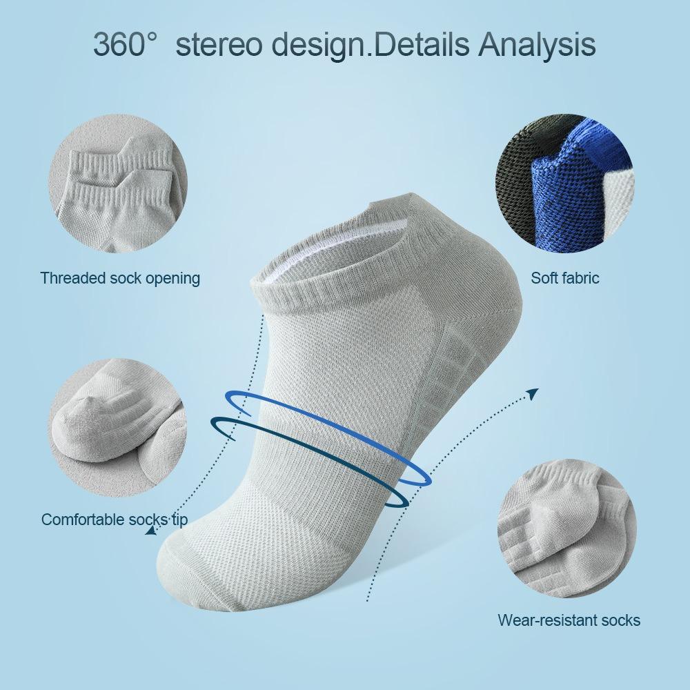 5 Perechi Șosete Scurte Bărbați Șosete Sport Alergare Bărbați Atletic Fitness Confortabile Plasă Casual Respirabile Șosete Glezne Negru EU 38-45