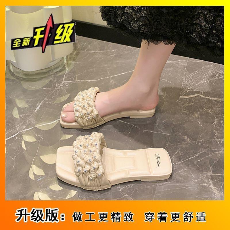 Women's Sandals Crystal Thick Heel Non-slip Beach Shoes Outer Wear 2025 Summer New Girls Slippers Versatile Skirt