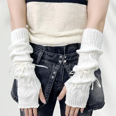 Pure Desire Tied Ribbon Arm Sleeves Sweet  Girl Street Warm Casual Cool Gloves
