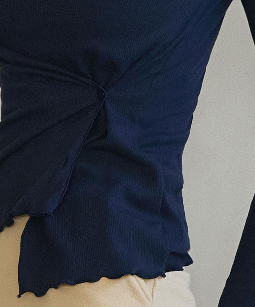 Debiweeo Women'S Yoga Wear Devi-T0124-Navy Pilates Double-Button Wrap Long Sleeve