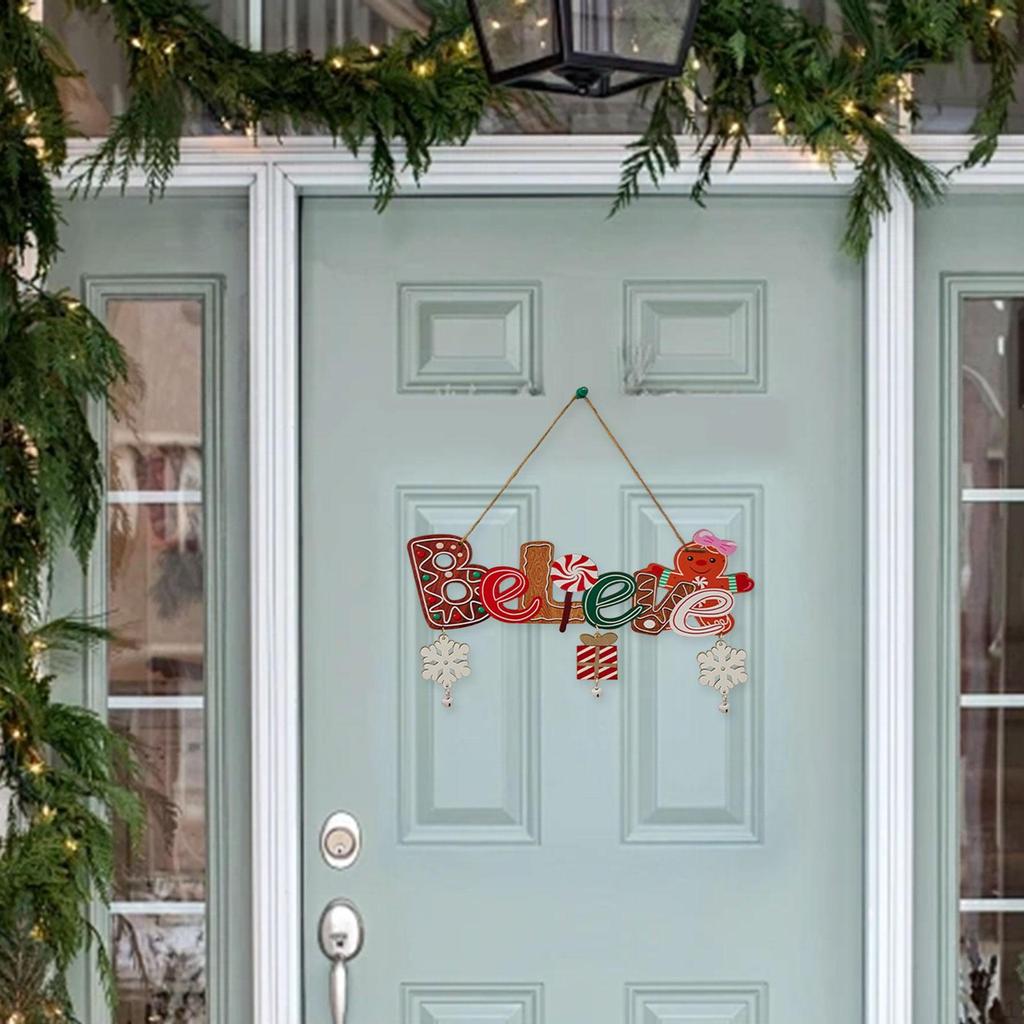 Christmas Wood Hanging Sign ,Xmas Welcome Door Decor Atmosphere Decoration for Wall