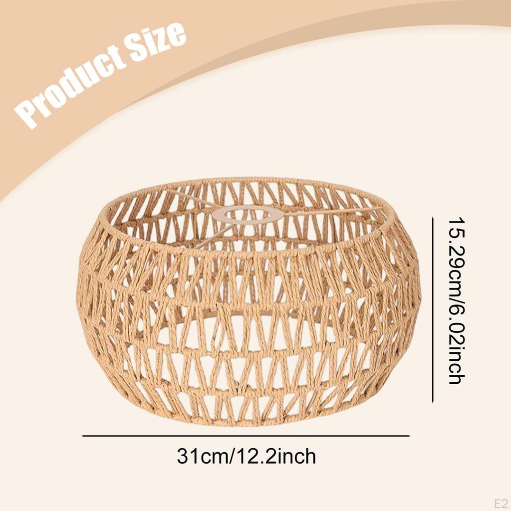 Woven Lamp Shade Hanging Light Fixtures Handcraft Rustic Reading Cover for Dining Table