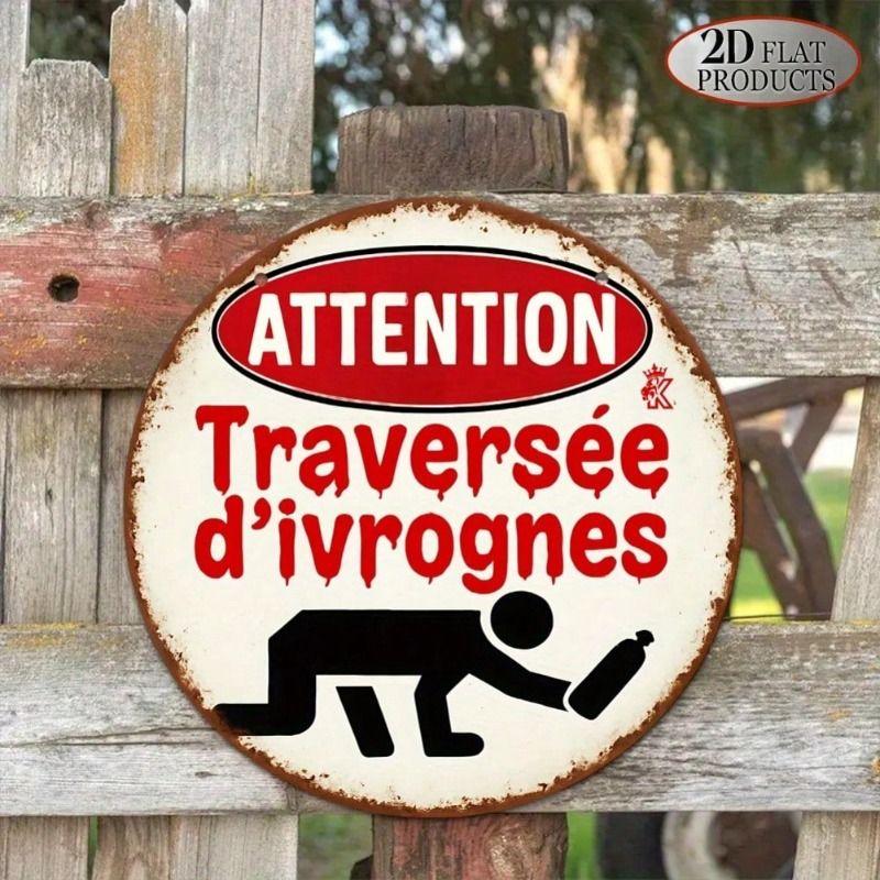 Round Metal Tin Sign Wall Art Home Living Room Office Cafe Decor 20x20cm