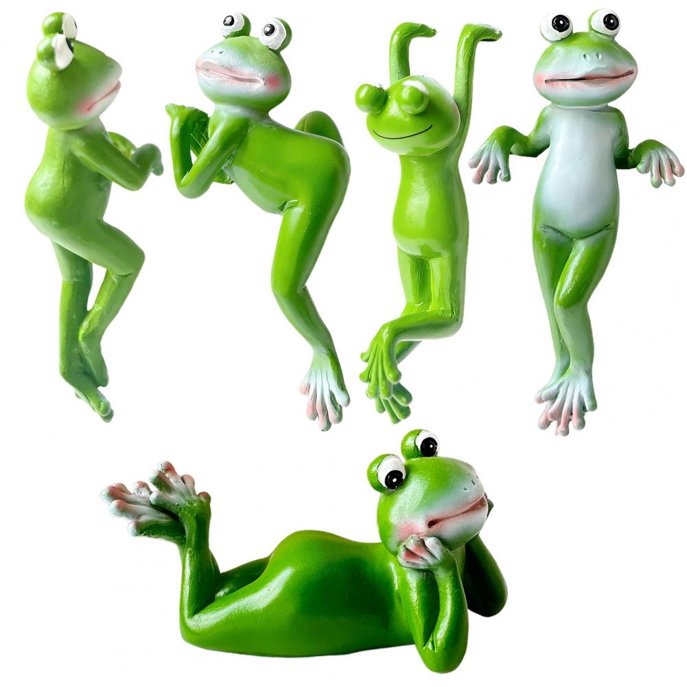 Frog Collectible Ornament Resin Frog Decor Whimsical Frog Garden Statue Resin Sculpture Flower Pot Hugger Ornament for Planters