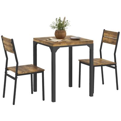 Three-Piece Minimal and Compact Dining Set, Rustic Brown