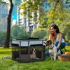 Foldable Dog Pen with Storage Bag for Indoor/Outdoor Use, Portable Pet Playpen, with Ground Stakes - Grey