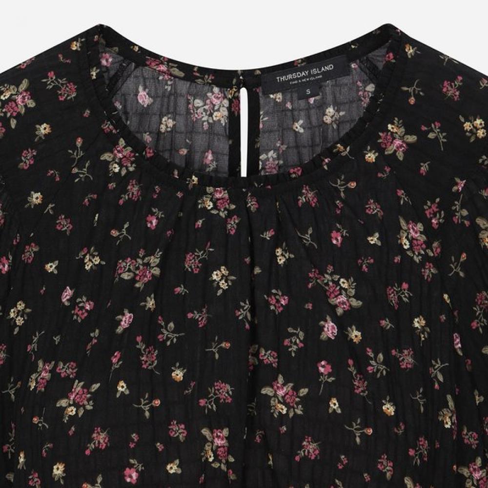 Thursday Island Women Flower Pattern Banding Blouse T264mbl276w