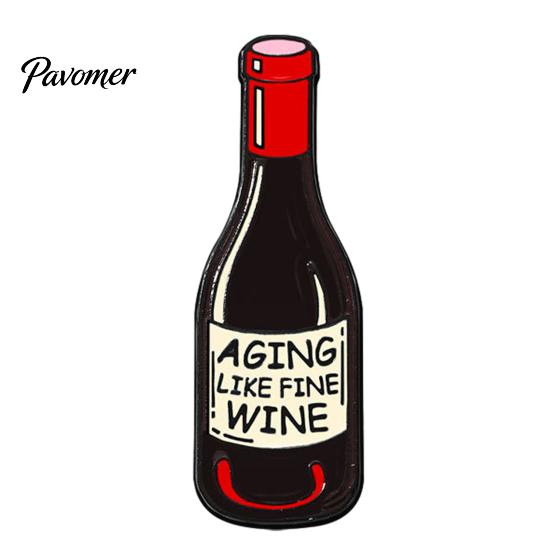 Alloy Brooch Enamel Wine Bottle Metal Brooch, Oil Dripping Glass Lapel Pin, Sweater Cardigan Coat Suit Scarf Decor, Men Women Clothing Accessories