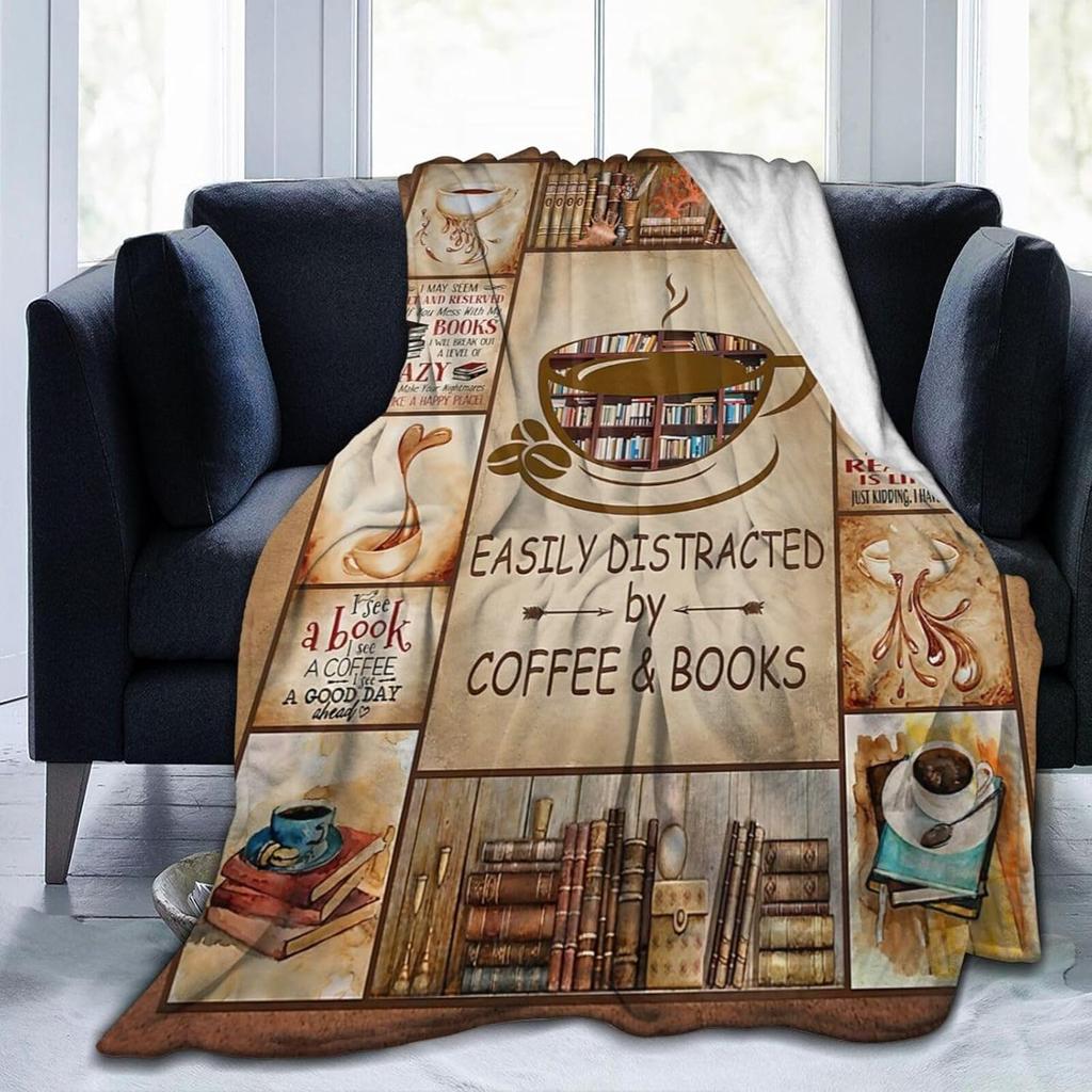 Book Lovers Flannel Fleece Throw Blanket, Literary Gift for Readers, Cozy Reading Decor for Chair Bed, Librarian Themed Blanket