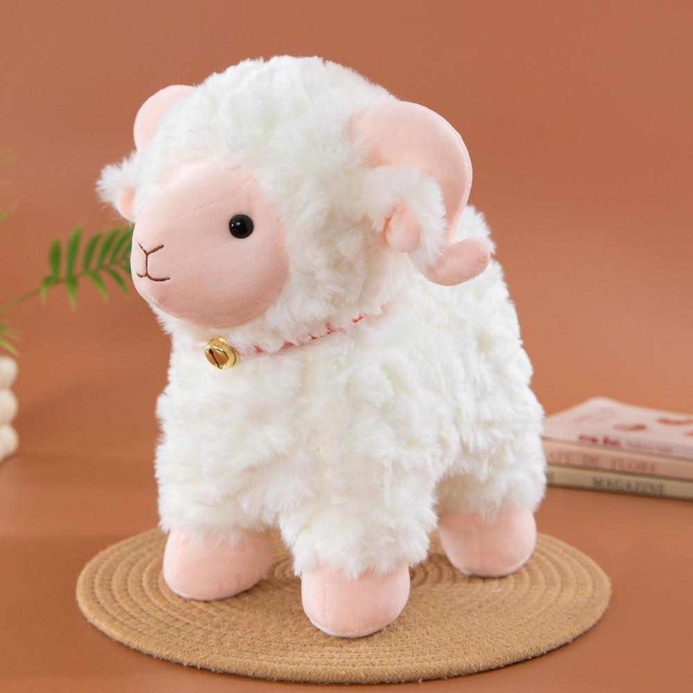 With Scarf Plush Sheep Toy With Bell Curly-haired Lamb Plush Sheep Throw Pillow New Year Decor