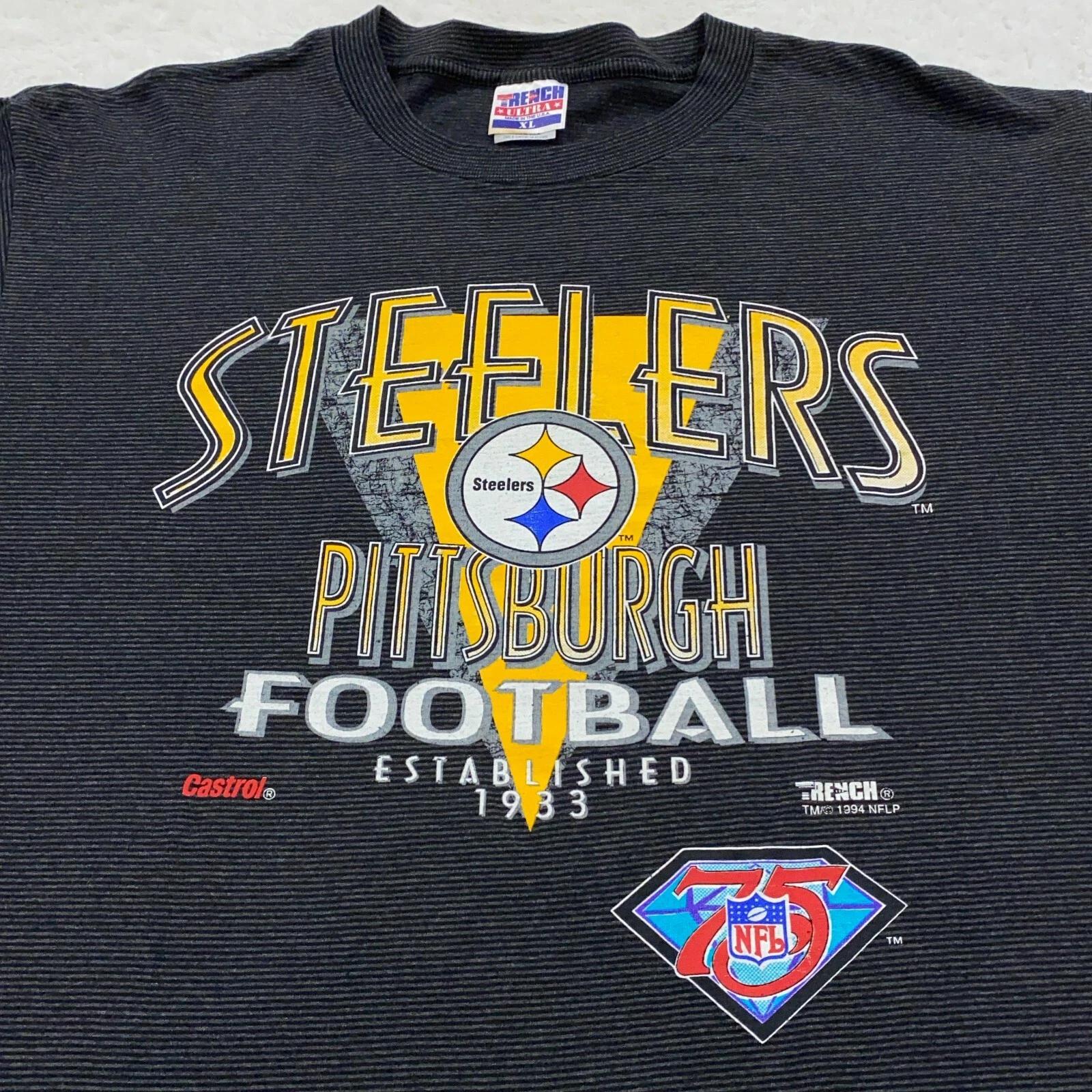 

vintage 90s PITTSBURGH STEELERS STRIPED T-Shirt XL nfl football 80s S