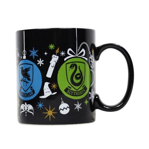 HARRY POTTER Hogwarts Crest And Four Houses Bauble Christmas 400ml Mug