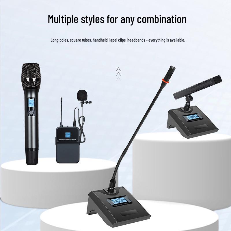 HuiDu HD-2US Dual Wireless Gooseneck & Lavalier Conference Microphone System