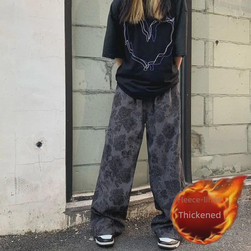Pantaloni unisex americani INS la modă cu picior larg din catifea cord - Stil retro toamnă/iarnă