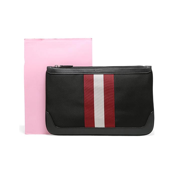 Bally Classic Red And White Striped Leather Clutch Bag Large Men clutch Black 6226286