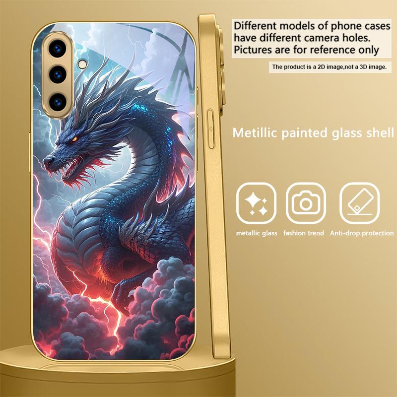 Fantastische Drachenform Für Samsung A 01 52S A04 A05S A10 12 13 22 23 24 36 42 M02 Note 10 20Ultra 8 9 Goldene Glas-Handyhülle