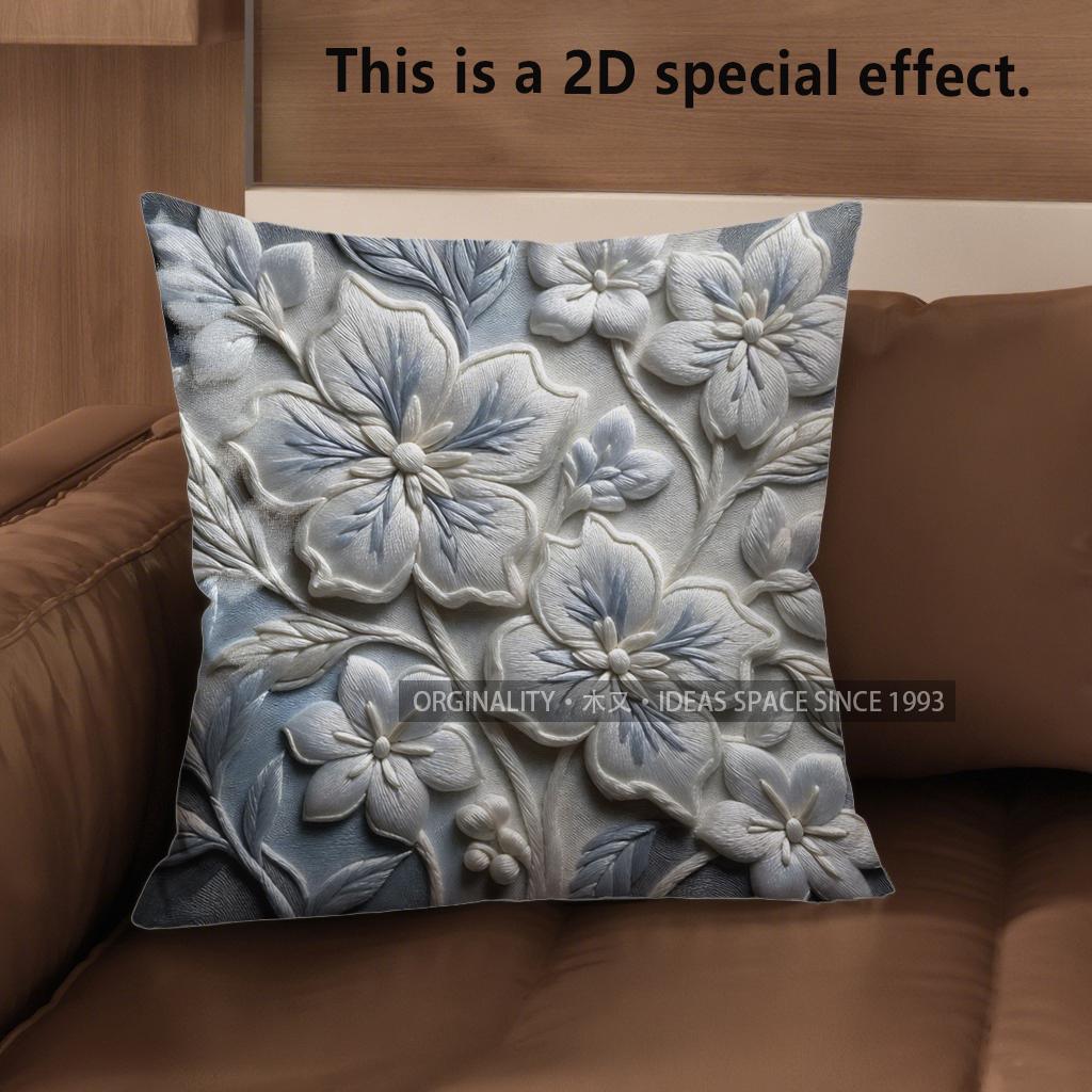 2D Floral Embroidered Pattern Pillowcases For Home Pattern Cushion Cover Suitable For Sofa Bedroom Car Pillow Cover