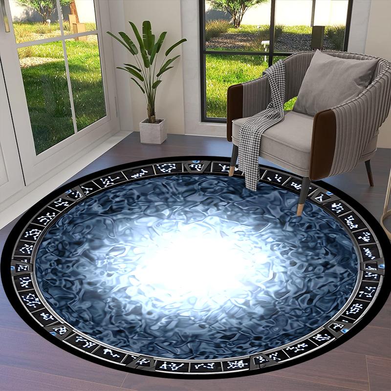 Alfombra Redonda para Zona de Cruce de Vórtice, Alfombra para Sala de Estar, Dormitorio, Sofá, Sala de Juegos, Decoración, Felpudo Antideslizante