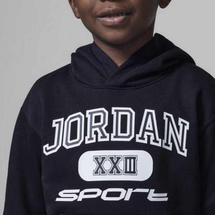 Jordan Sweatshirt Sport Fleece Lined Print Pullover Hooded Black Children Aged 3 7 Years Old HV1564-010