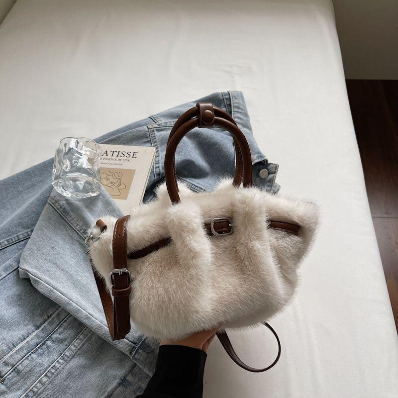 Neue Damen Plüsch Eimer Tasche - Herbst/Winter Strukturierte Schulter & Crossbody Tasche