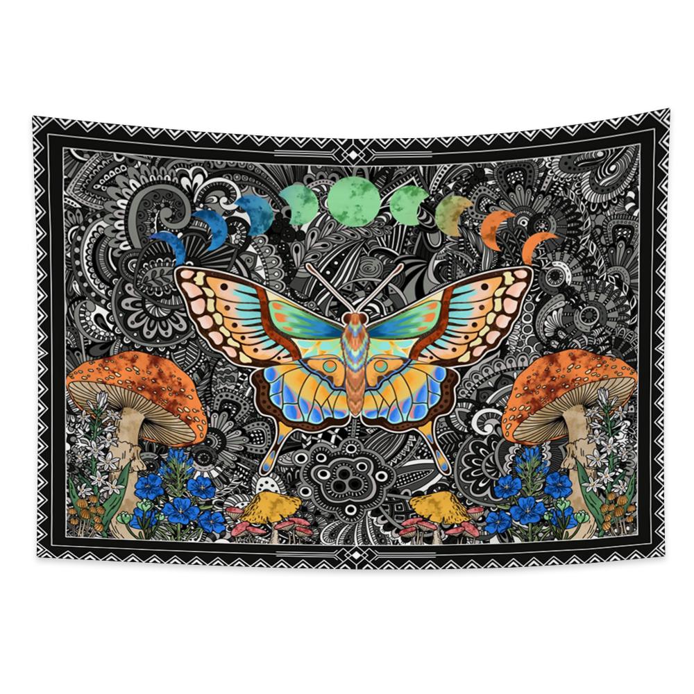 Tarot Faza Lunii Tapiserie cu flori Fluture Craniu Agățat pe perete Decor scenă psihedelică Decorare vrăjitorie Decorare cameră