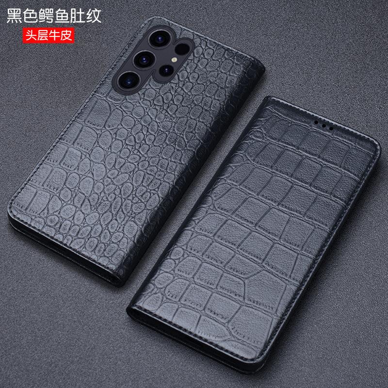 Luxury Genuine Leather Wallet Business Phone Case For Samsung Galaxy S24 Ultra Plus Cover Credit Card Money Slot Cover Holster