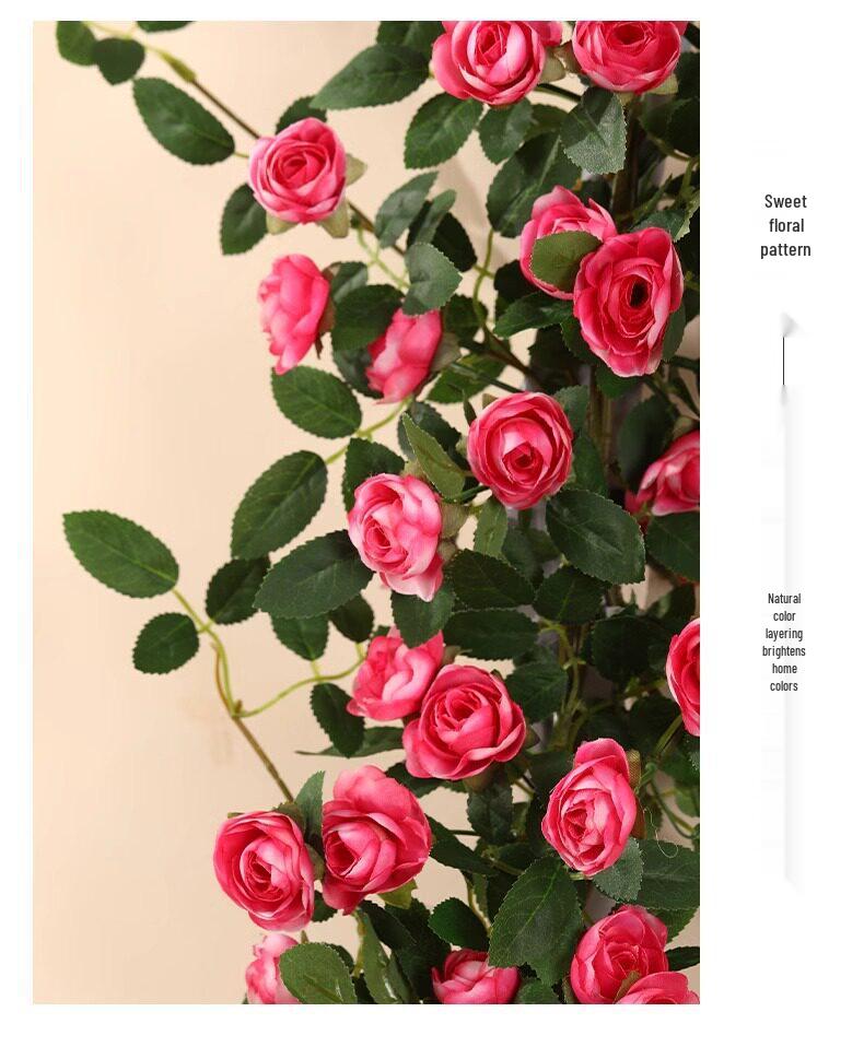 Rose Vine Artificial Flower Decor for Air Conditioner Pipes or Balcony Railings