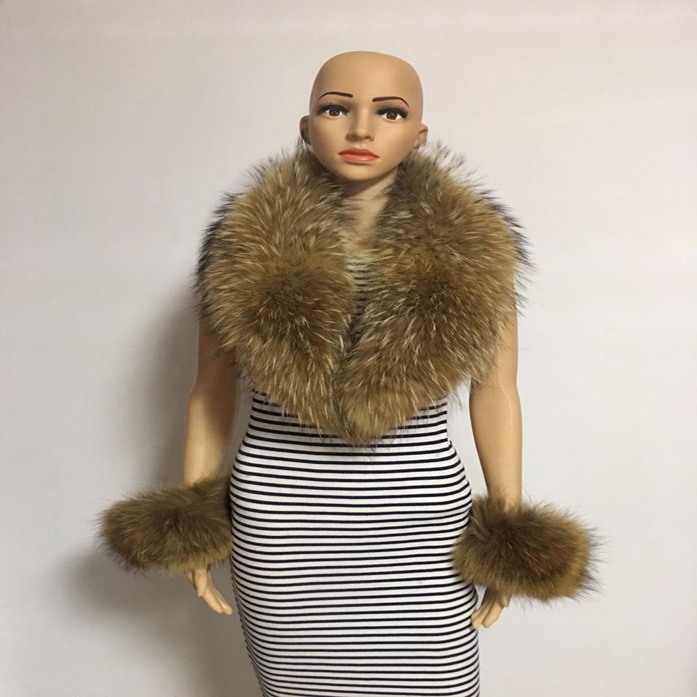Large Natural Winter  Women s Scarf Genuine Real Raccoon Fur Collar белый