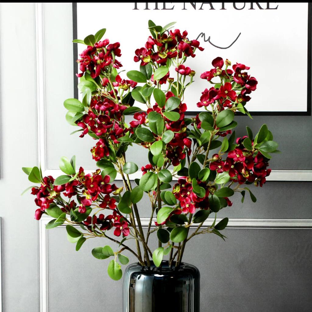 Artificial Plum Blossom Flower Realistic Faux Silk Plum Blossom Branch for Home Weddings Vase Decor 82cm Red