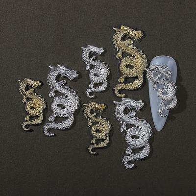 10 Stücke Nail art Metall Chinesische Legierung Sternzeichen Drache Glänzende Strass 3D Drachen Nagel Zubehör
