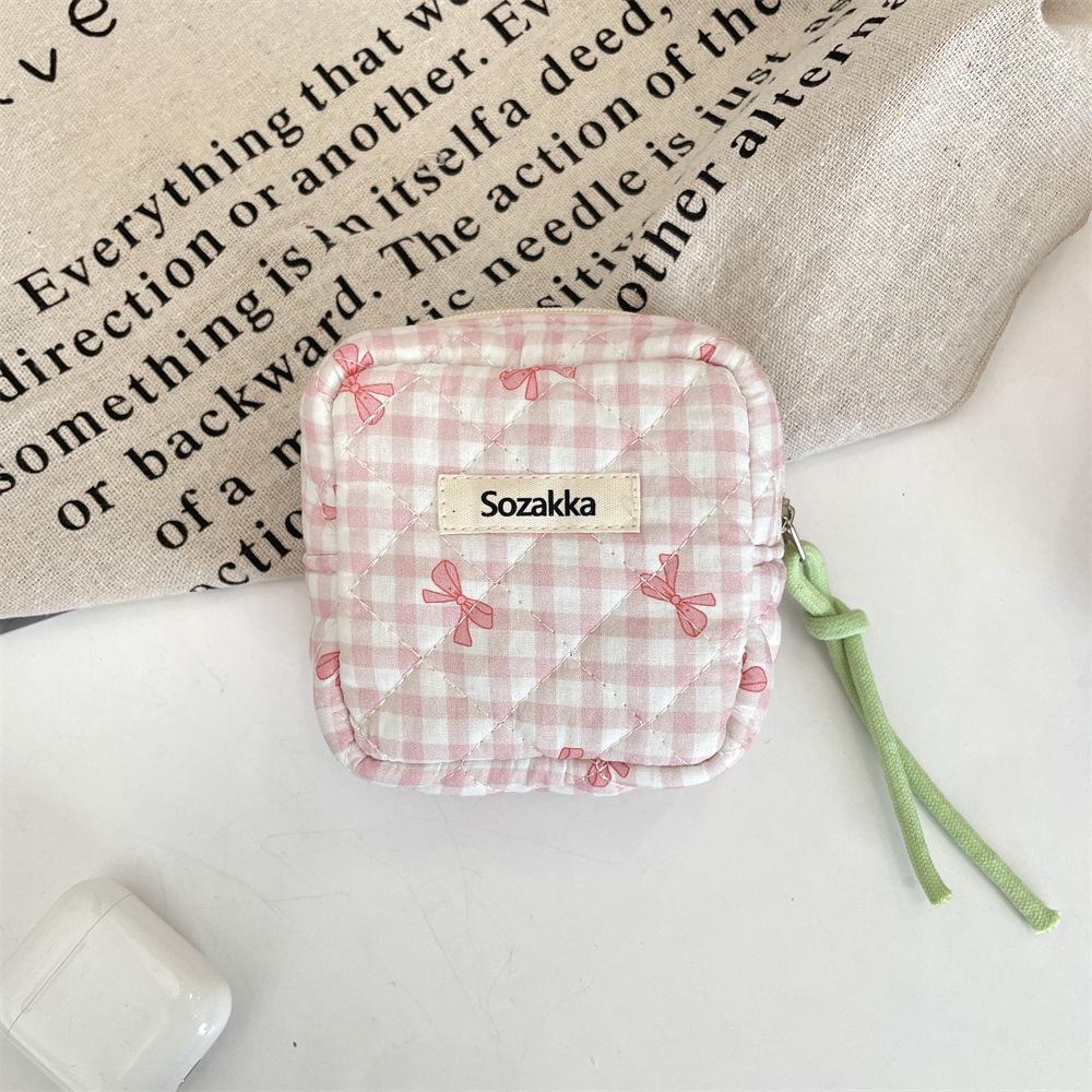 3922 Gesteppte Baumwolle Kariert Mehrzweck Mini-Tasche
